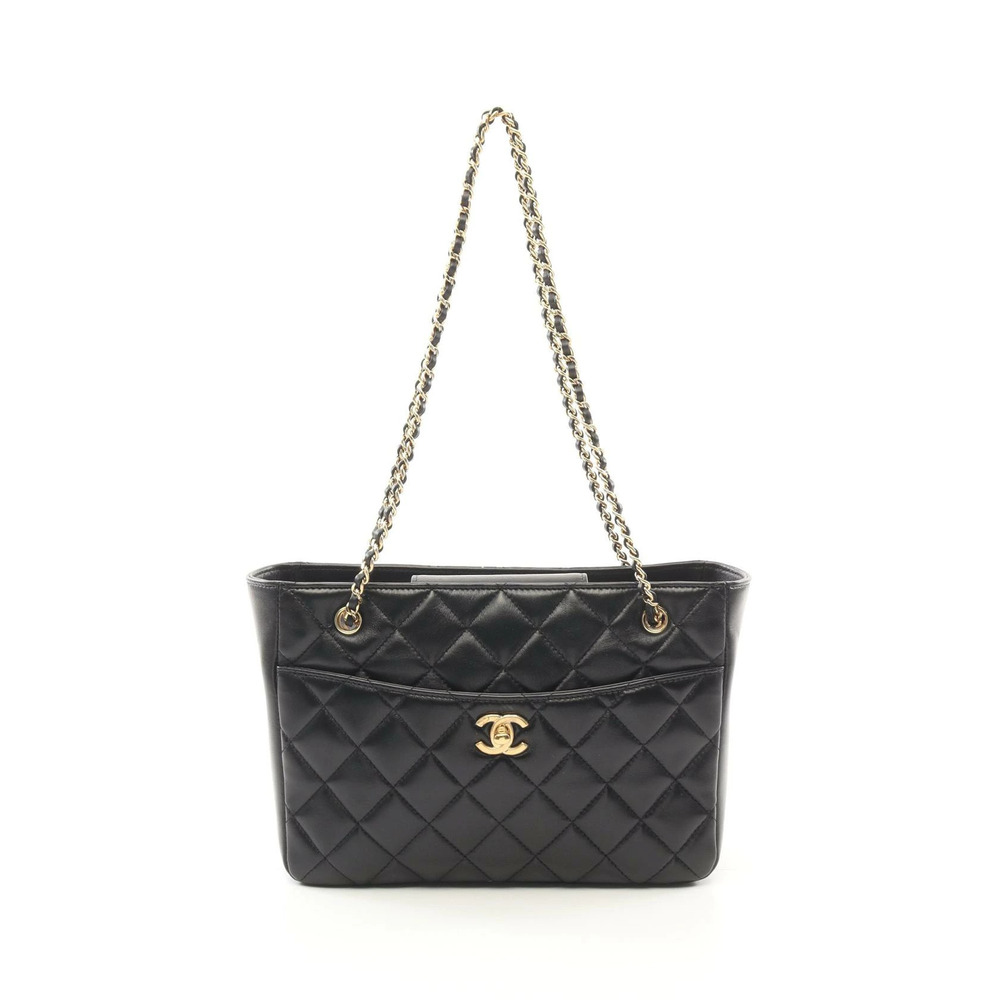 Chanel Shopping Bag Tote Shiny Lambskin Black